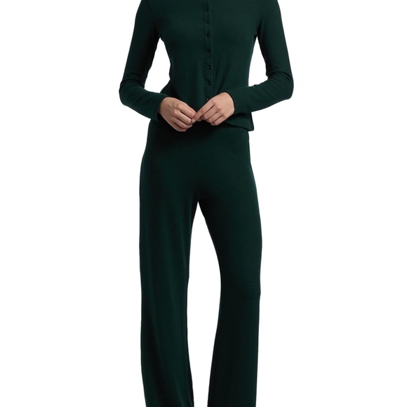 NWT Leset Lauren Cardigan Classic Crew Crop Cardigan Emerald Green Sz M - Picture 6 of 10